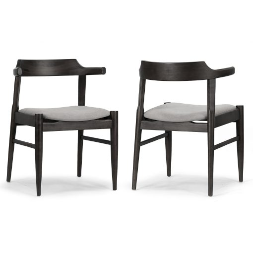 Glamour Home Atlas Upholstered Fabric Dining Accent Chairs, Light Gray/Black, Set Of 2 Chairs - Image 2