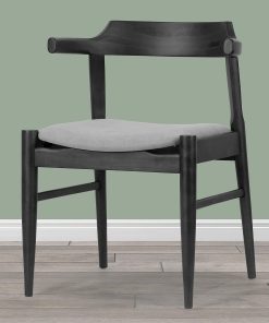 Glamour Home Atlas Upholstered Fabric Dining Accent Chairs, Light Gray/Black, Set Of 2 Chairs