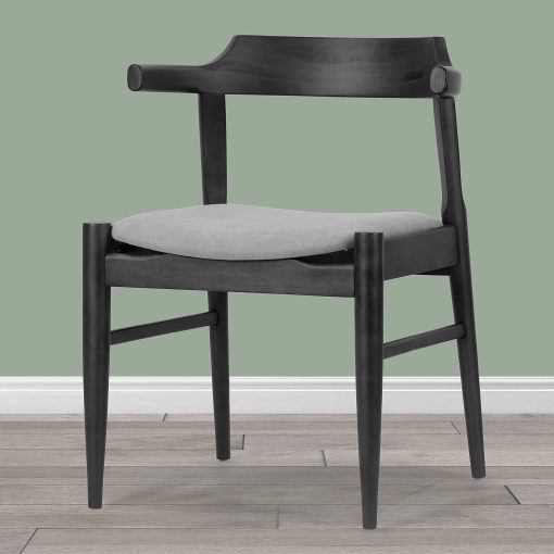 Glamour Home Atlas Upholstered Fabric Dining Accent Chairs, Light Gray/Black, Set Of 2 Chairs