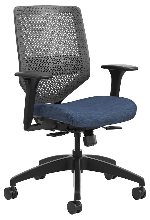 HON® Solve Fabric Mid-Back Task Chair, ReActiv Back, Midnight/Black