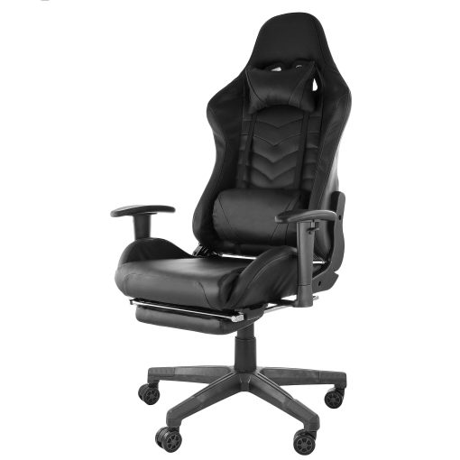 GameFitz Ergonomic Faux Leather Gaming Chair, Black - Image 2