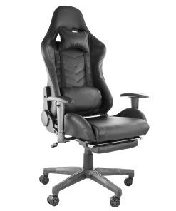GameFitz Ergonomic Faux Leather Gaming Chair, Black