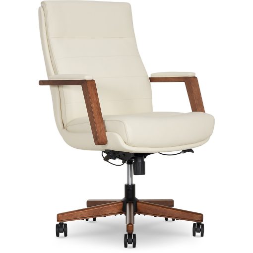 Thomasville Fendley Ergonomic Faux Leather Mid-Back Office Chair, Cream