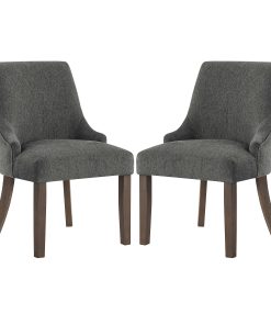 Office Star Leona Fabric Dining Accent Chairs, Charcoal, Set Of 2 Chairs