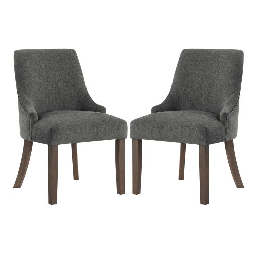 Office Star Leona Fabric Dining Accent Chairs, Charcoal, Set Of 2 Chairs