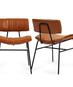 Glamour Home Belicia Faux Leather Dining Accent Chairs, Brown/Black, Set Of 2 Chairs 2