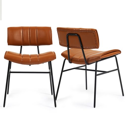 Glamour Home Belicia Faux Leather Dining Accent Chairs, Brown/Black, Set Of 2 Chairs - Image 2