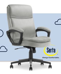 Serta® Comfort Ergo Ergonomic Velvet High-Back Executive Office Chair, Gray/Black 2