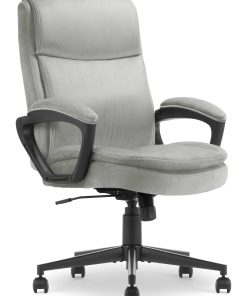 Serta® Comfort Ergo Ergonomic Velvet High-Back Executive Office Chair, Gray/Black