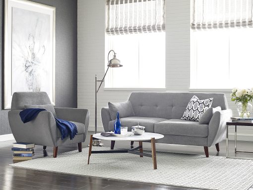 Serta® Artesia Collection Sofa, Smoke Gray/Chestnut - Image 2