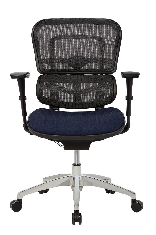 WorkPro® 12000 Series Ergonomic Mesh/Premium Fabric Mid-Back Chair, Black/Navy, BIFMA Compliant - Image 2
