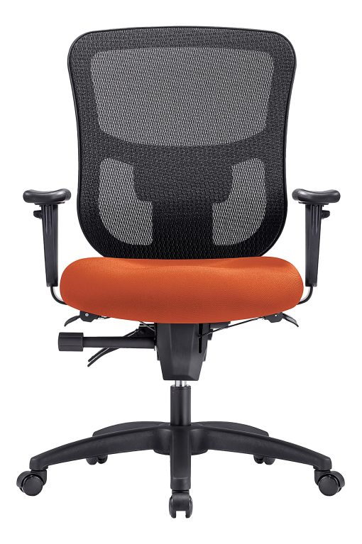 WorkPro® 9500XL Series Big & Tall Ergonomic Mesh/Premium Fabric Mid-Back Chair, Black/Tangerine, BIFMA Compliant - Image 2