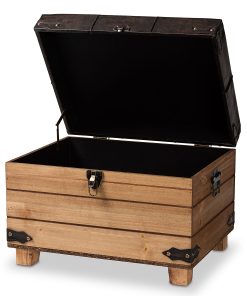 Baxton Studio Edmund Storage Ottoman, Dark Brown/Oak Brown 2