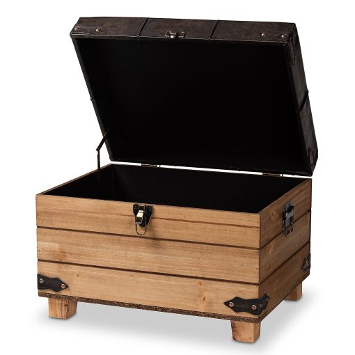 Baxton Studio Edmund Storage Ottoman, Dark Brown/Oak Brown - Image 2