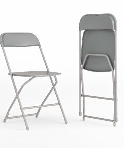 Flash Furniture Hercules Plastic Folding Chairs With 650-lb Capacity, Gray, Set Of 2 Chairs