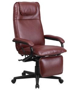 Flash Furniture Ergonomic LeatherSoft™ Faux Leather High-Back Reclining Swivel Chair, Burgundy/Black 2