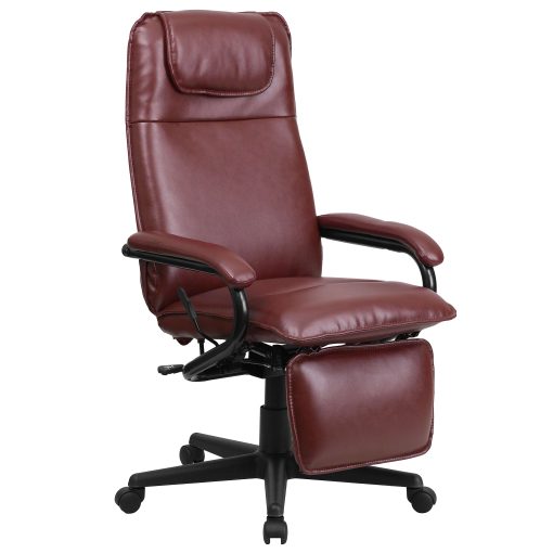 Flash Furniture Ergonomic LeatherSoft™ Faux Leather High-Back Reclining Swivel Chair, Burgundy/Black - Image 2