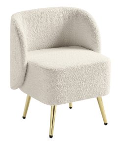 Office Star Abrina Fabric Vanity Accent Chair, Textured Cream