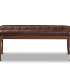 Baxton Studio Walsh Wood Dining Bench, 17-11/16″H x 41-1/2″W x 16-1/16″D, Dark Brown/Walnut 2