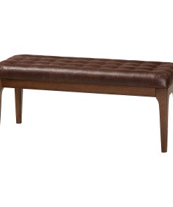 Baxton Studio Walsh Wood Dining Bench, 17-11/16"H x 41-1/2"W x 16-1/16"D, Dark Brown/Walnut