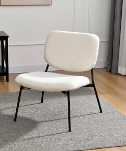 Glamour Home Bellamy Boucle Fabric Accent Chairs, White/Black, Set Of 2 Chairs