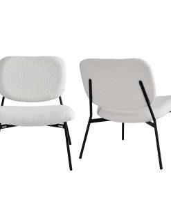 Glamour Home Bellamy Boucle Fabric Accent Chairs, White/Black, Set Of 2 Chairs 2