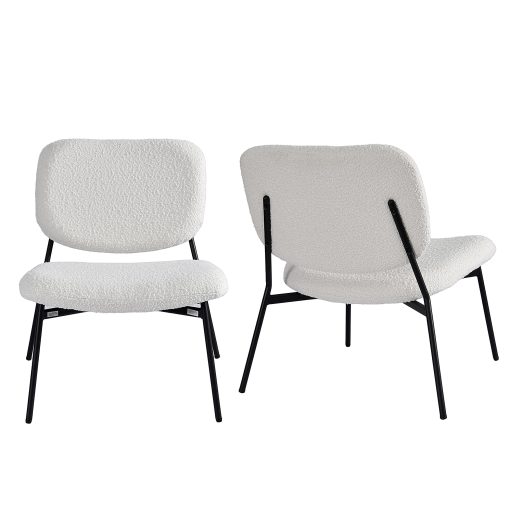 Glamour Home Bellamy Boucle Fabric Accent Chairs, White/Black, Set Of 2 Chairs - Image 2