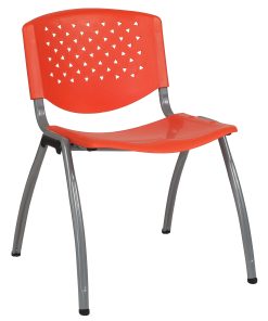 Flash Furniture HERCULES Series Stack Chair With Titanium Frame, Orange Seat/Gray Frame 2