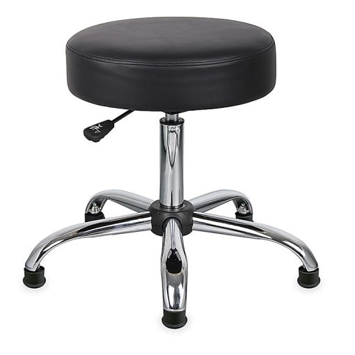 Boss Office Products Adjustable Antimicrobial Drafting Stool With Glides, Black - Image 2