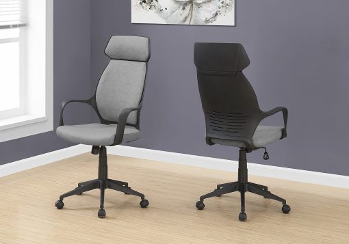 Monarch Specialties High-Back Office Chair, Gray/Black - Image 2
