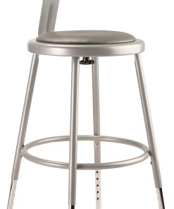 National Public Seating Adjustable Vinyl-Padded Task Stool, With Backrest, 32" - 41 1/2"H, Gray