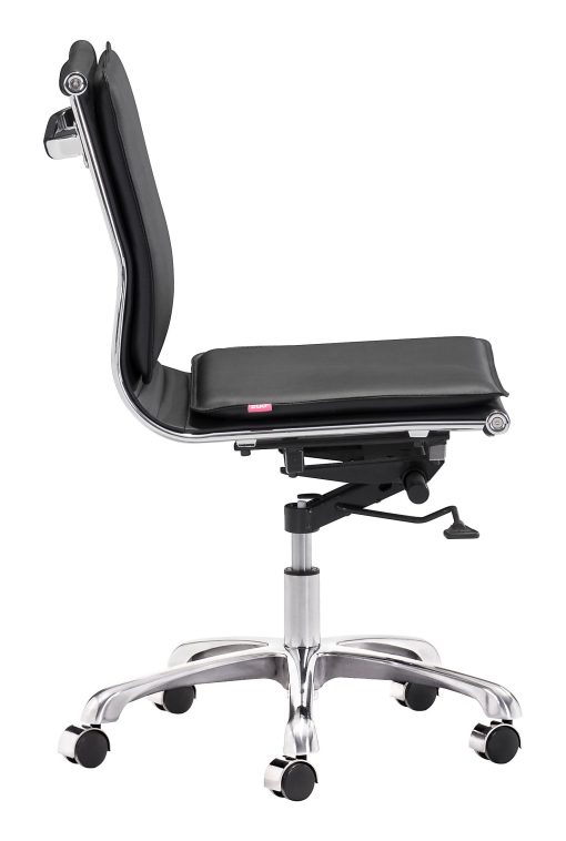 Zuo® Modern Lider Plus Armless Low-Back Office Chair, Black/Chrome - Image 2
