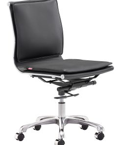 Zuo® Modern Lider Plus Armless Low-Back Office Chair, Black/Chrome