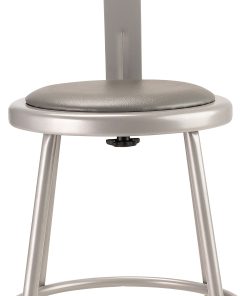 National Public Seating Vinyl-Padded Stool With Back, 18″H, Gray 2