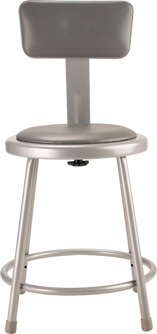 National Public Seating Vinyl-Padded Stool With Back, 18"H, Gray - Image 2