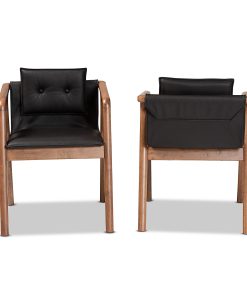 Baxton Studio Marcena Dining Chairs, Black/Walnut Brown, Set Of 2 Chairs 2