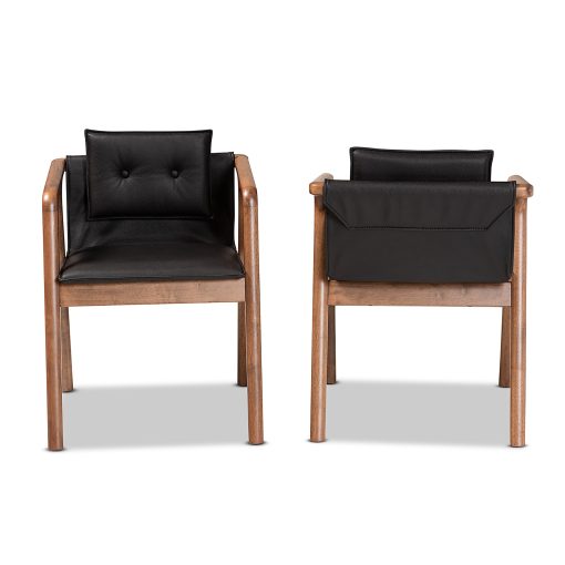 Baxton Studio Marcena Dining Chairs, Black/Walnut Brown, Set Of 2 Chairs - Image 2