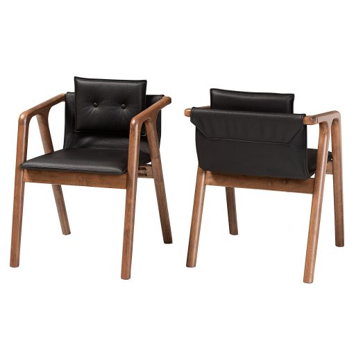 Baxton Studio Marcena Dining Chairs, Black/Walnut Brown, Set Of 2 Chairs