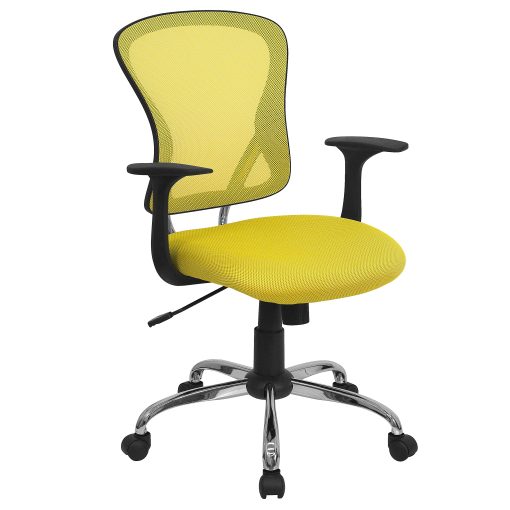 Flash Furniture Mesh Mid-Back Task Chair, Yellow/Black/Chrome - Image 2