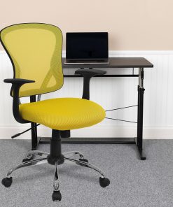 Flash Furniture Mesh Mid-Back Task Chair, Yellow/Black/Chrome
