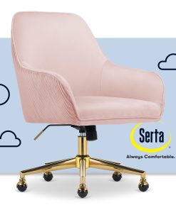Serta® Chloe Ergonomic Fabric Mid-Back Home Office Chair, Pink 2