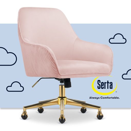 Serta® Chloe Ergonomic Fabric Mid-Back Home Office Chair, Pink - Image 2
