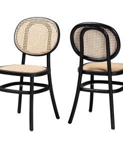 Baxton Studio Garold Dining Chairs, Beige/Black, Set Of 2 Chairs