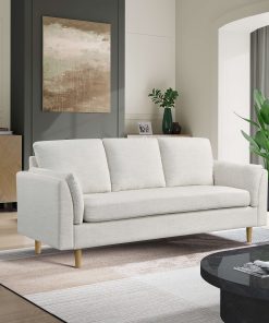 Lifestyle Solutions Santiago Polyester Sofa, 35”H x 79”W x 32-5/16”D, Cream 2
