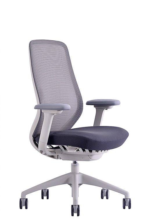WorkPro® 6000 Series Multifunction Ergonomic Mesh/Fabric High-Back Executive Chair, White Frame/Dark Gray Seat, BIFMA Compliant - Image 2