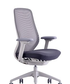 WorkPro® 6000 Series Multifunction Ergonomic Mesh/Fabric High-Back Executive Chair, White Frame/Dark Gray Seat, BIFMA Compliant