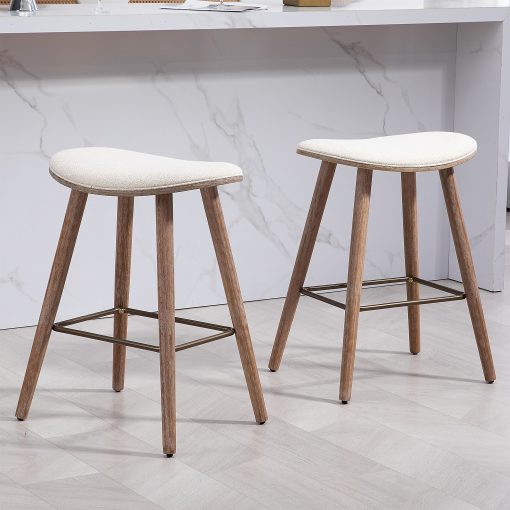 Glamour Home Beatriz Fabric Counter Height Stools, Beige, Set Of 2 Stools - Image 2