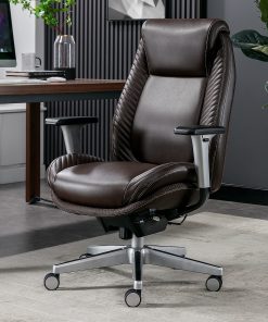Serta® iComfort i6000 Ergonomic Bonded Leather High-Back Manager Chair, Brown/Silver