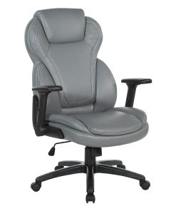 Office Star™ Ergonomic Leather High-Back Executive Office Chair, Gray 2