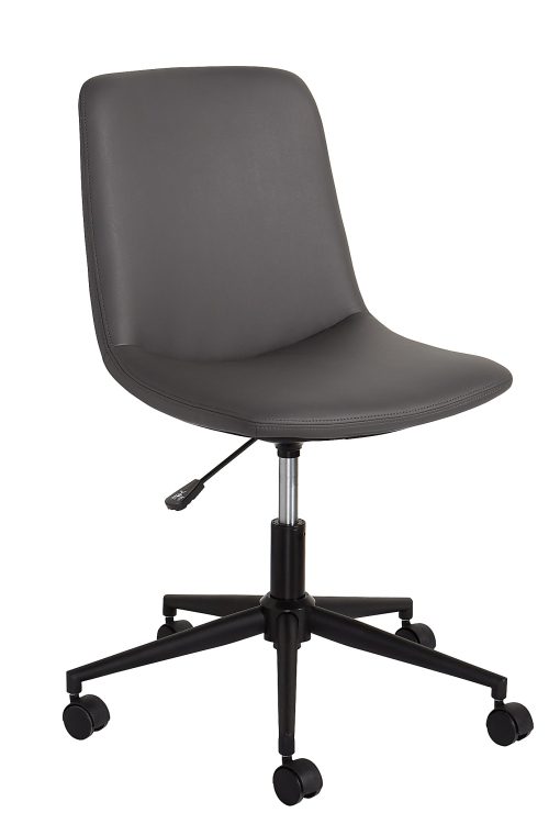 Realspace® Floor Display Praxley Faux Leather Low-Back Task Office Chair, Dark Gray, BIFMA Compliant